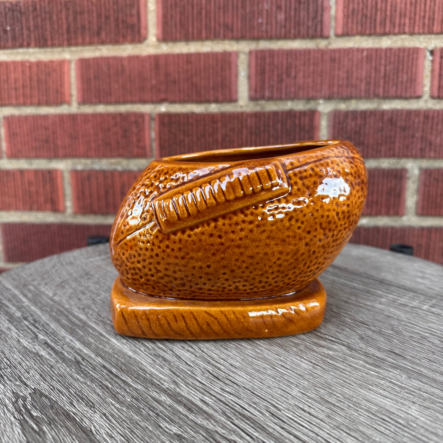 Vintage Brown Football Planter