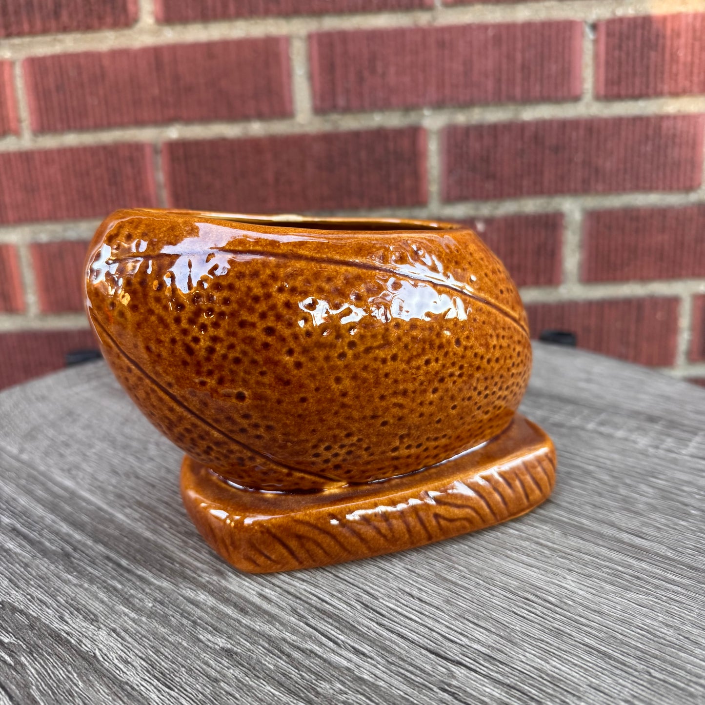 Vintage Brown Football Planter