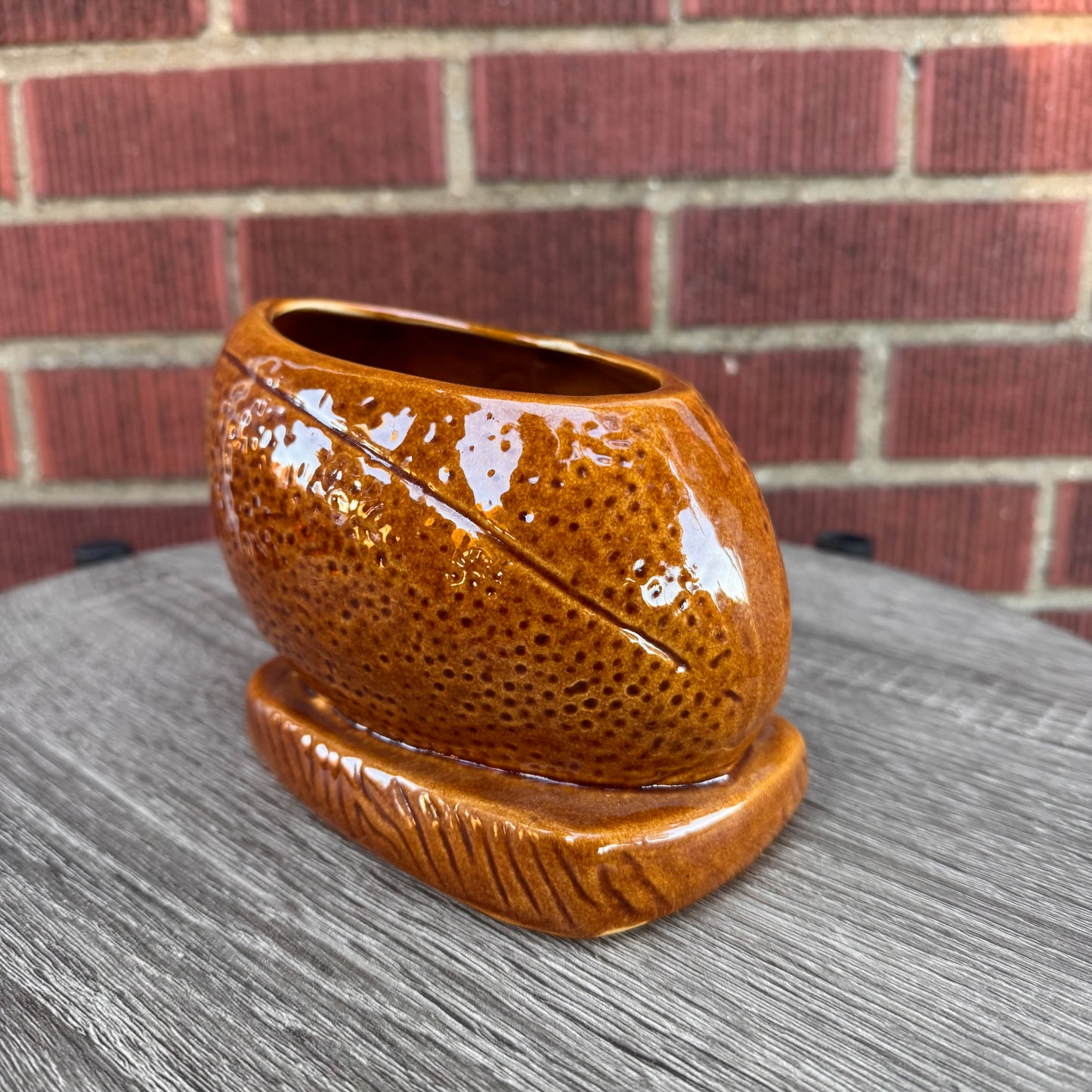 Vintage Brown Football Planter