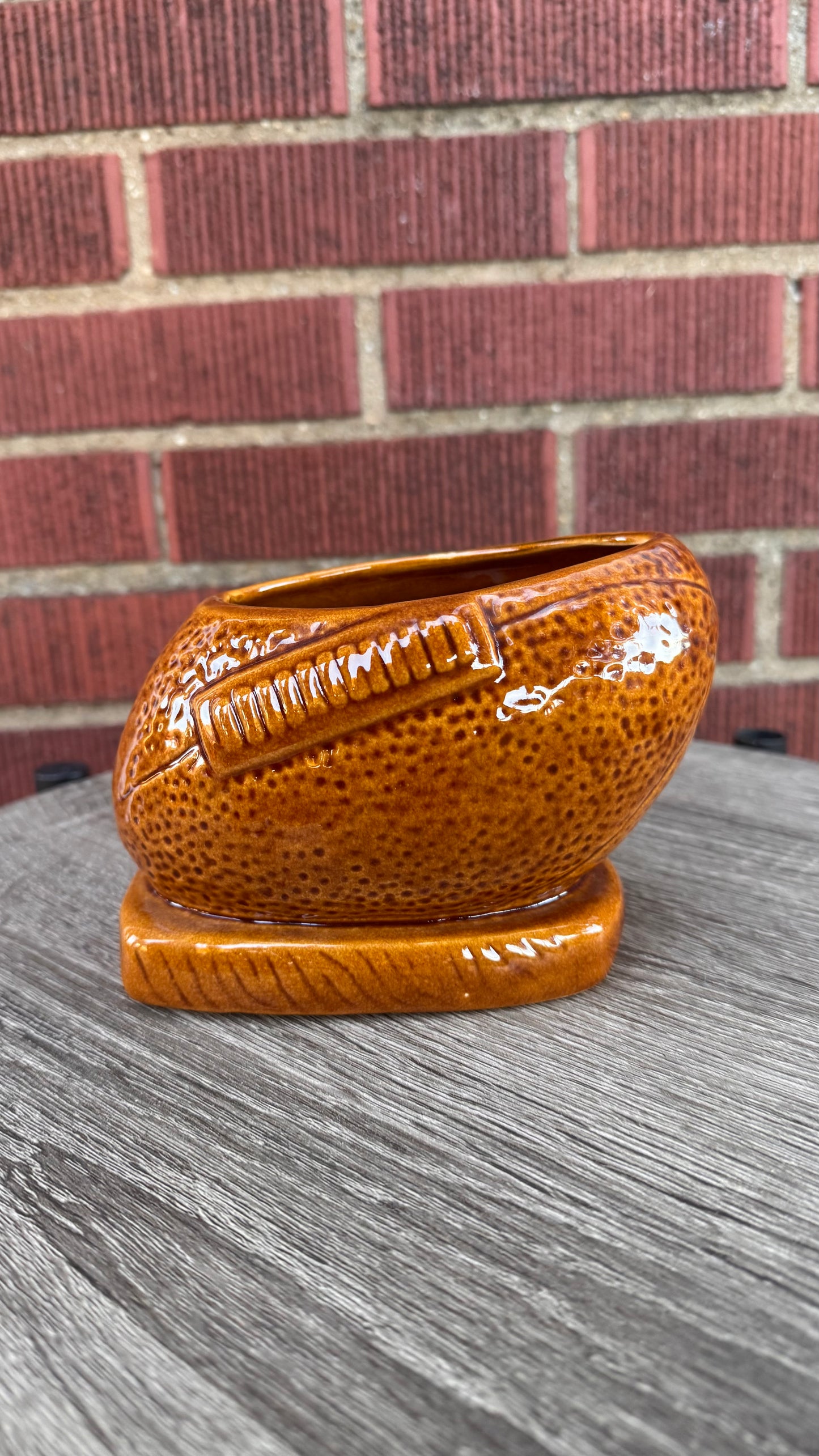 Vintage Brown Football Planter