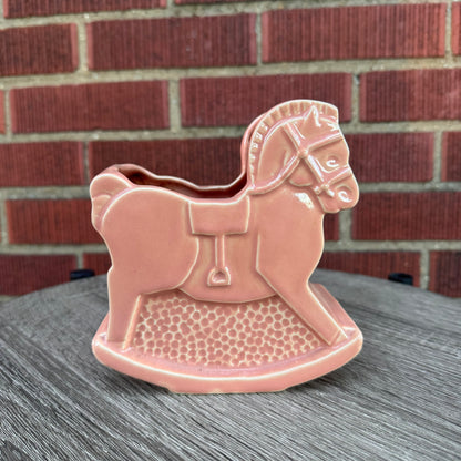 Vintage Pink Rocking Horse Planter