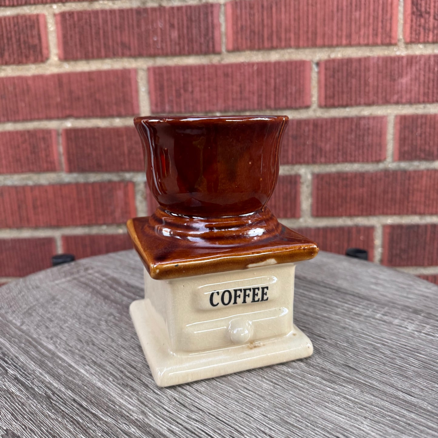 Vintage Ceramic Coffee Grinder-Style Planter