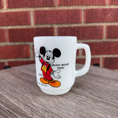 Vintage 1980 Mickey Mouse "Today" Milk Glass Mug