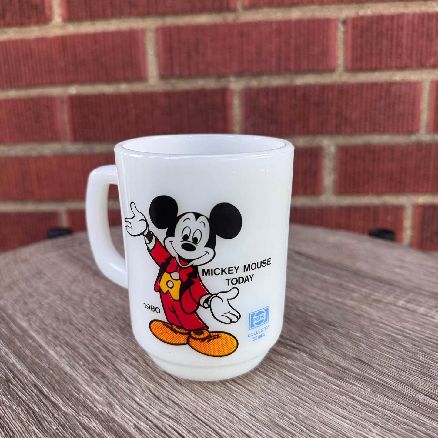 Vintage 1980 Mickey Mouse "Today" Milk Glass Mug