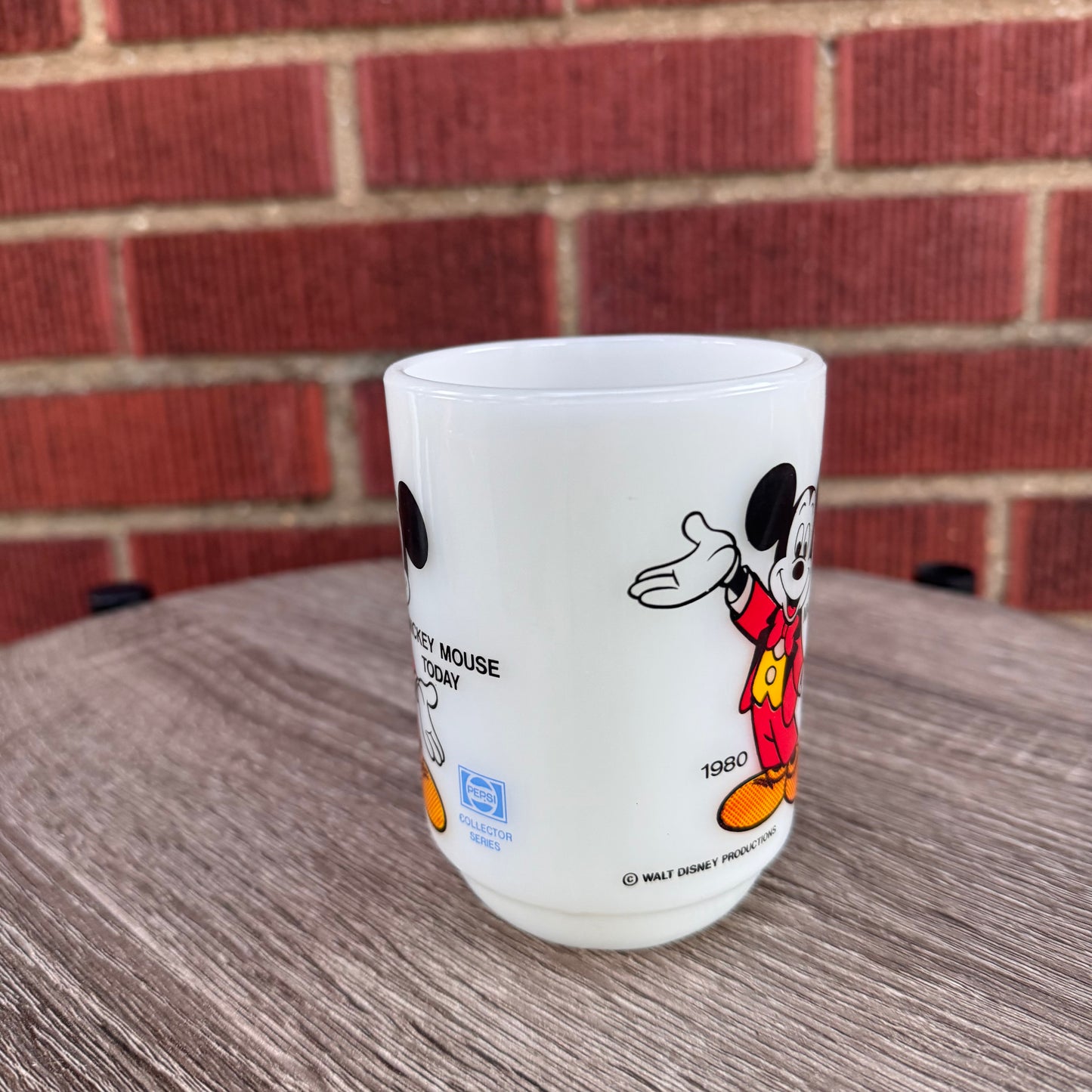 Vintage 1980 Mickey Mouse "Today" Milk Glass Mug