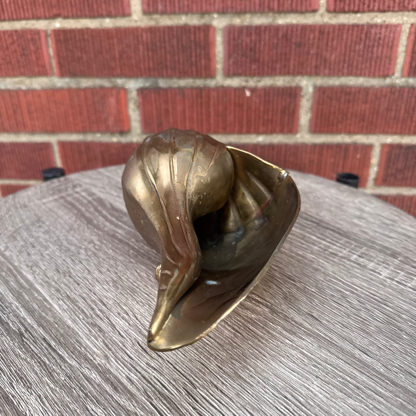 Vintage Brass Conch Shell Planter/Vase