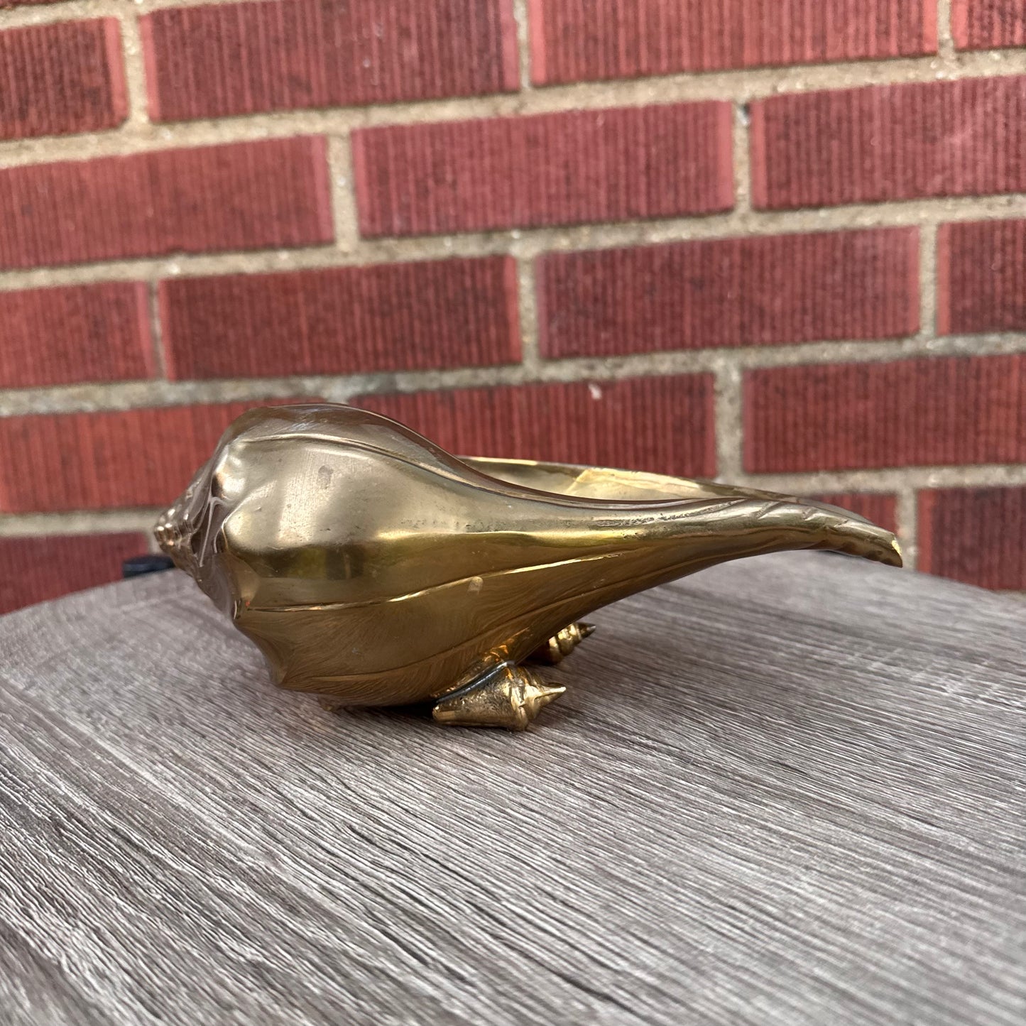 Vintage Brass Conch Shell Planter/Vase