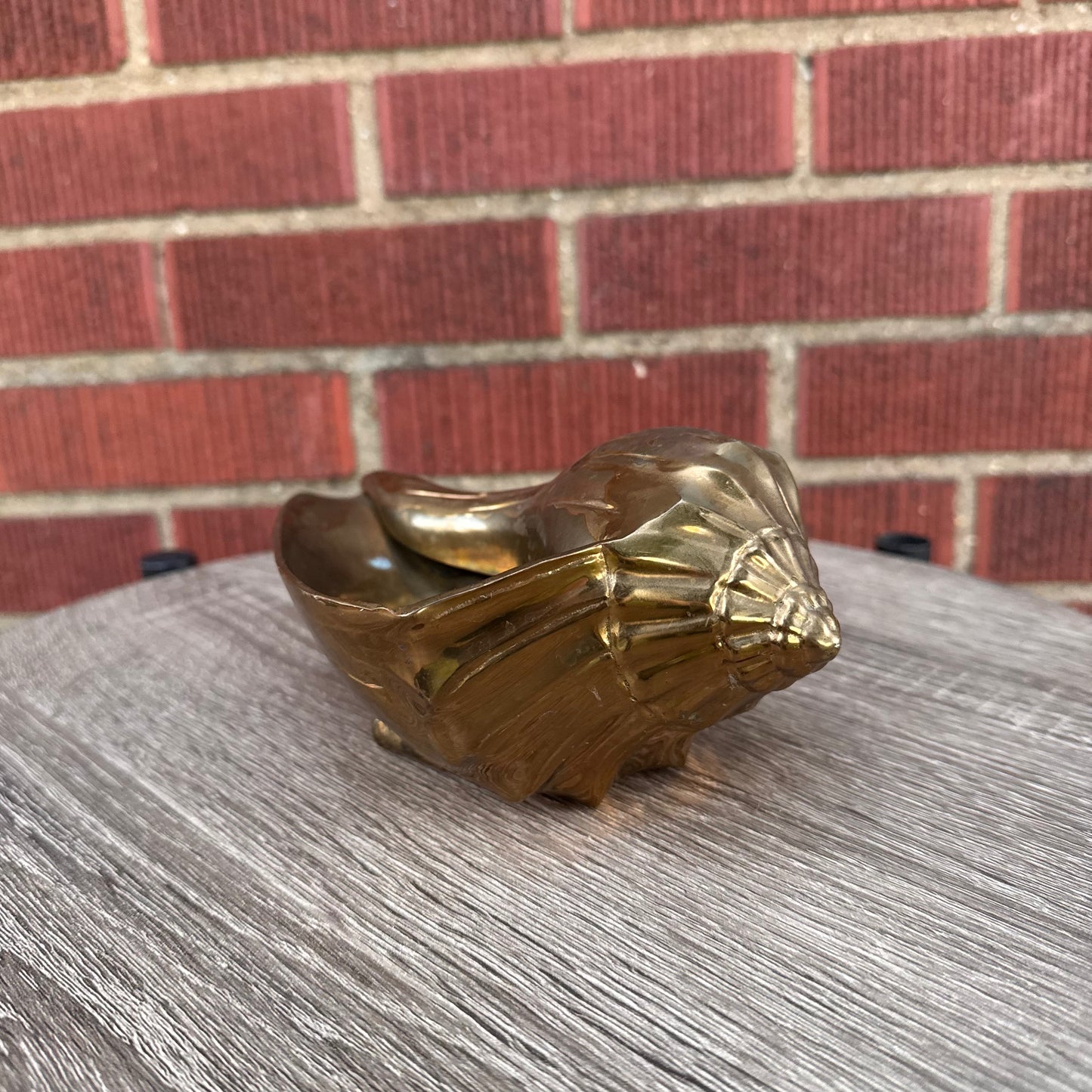 Vintage Brass Conch Shell Planter/Vase