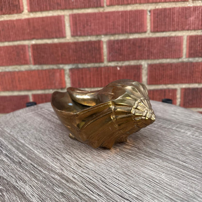 Vintage Brass Conch Shell Planter/Vase