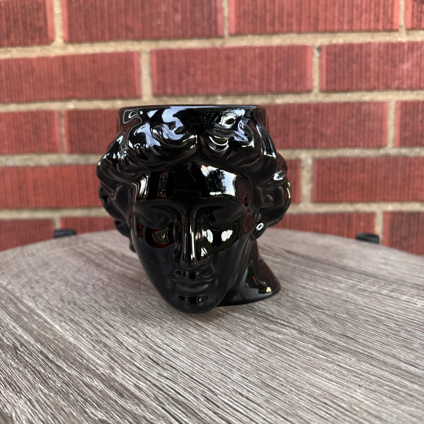Black Ceramic Greek/Roman Head Vase Mug