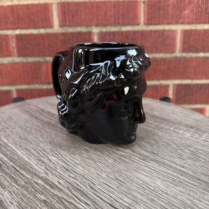 Black Ceramic Greek/Roman Head Vase Mug