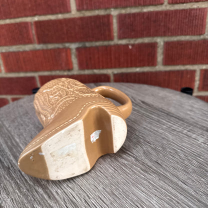 Vintage Tan Ceramic Cowboy Boot Mug