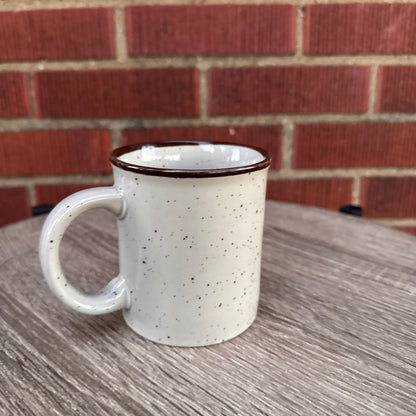 Vintage Speckled Stoneware Morning Glory/Wildflower Mug