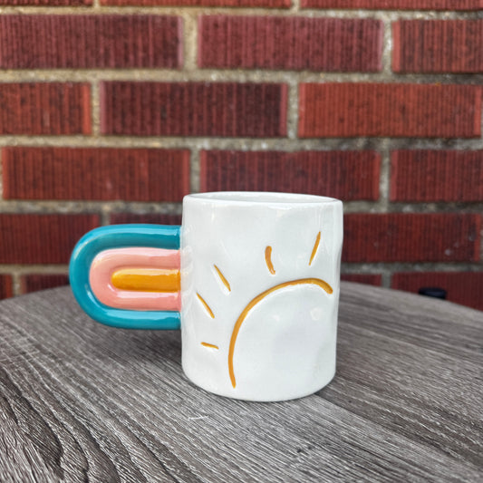 Cloud/Sun with Rainbow Handle Mug
