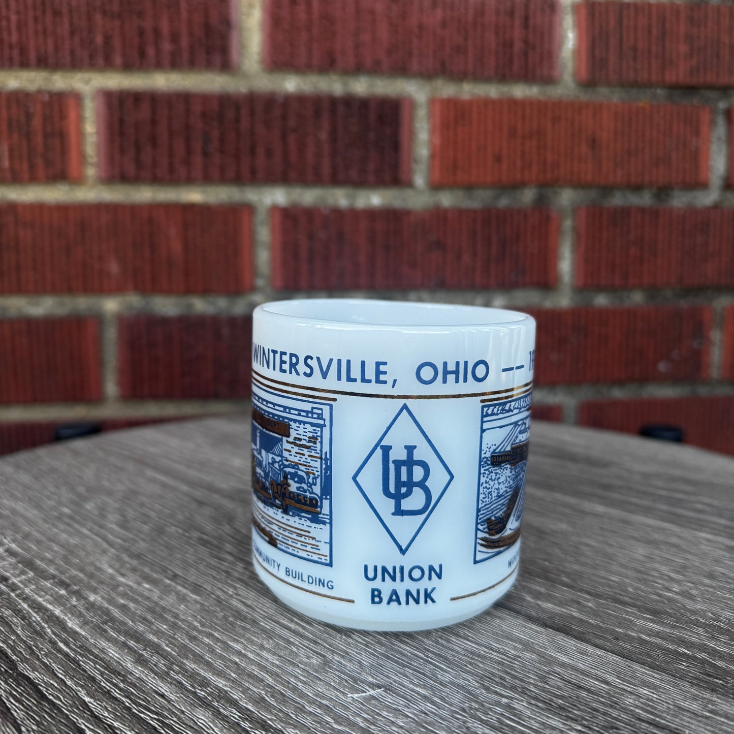 Vintage 1971 Wintersville Ohio Milk Glass Mug