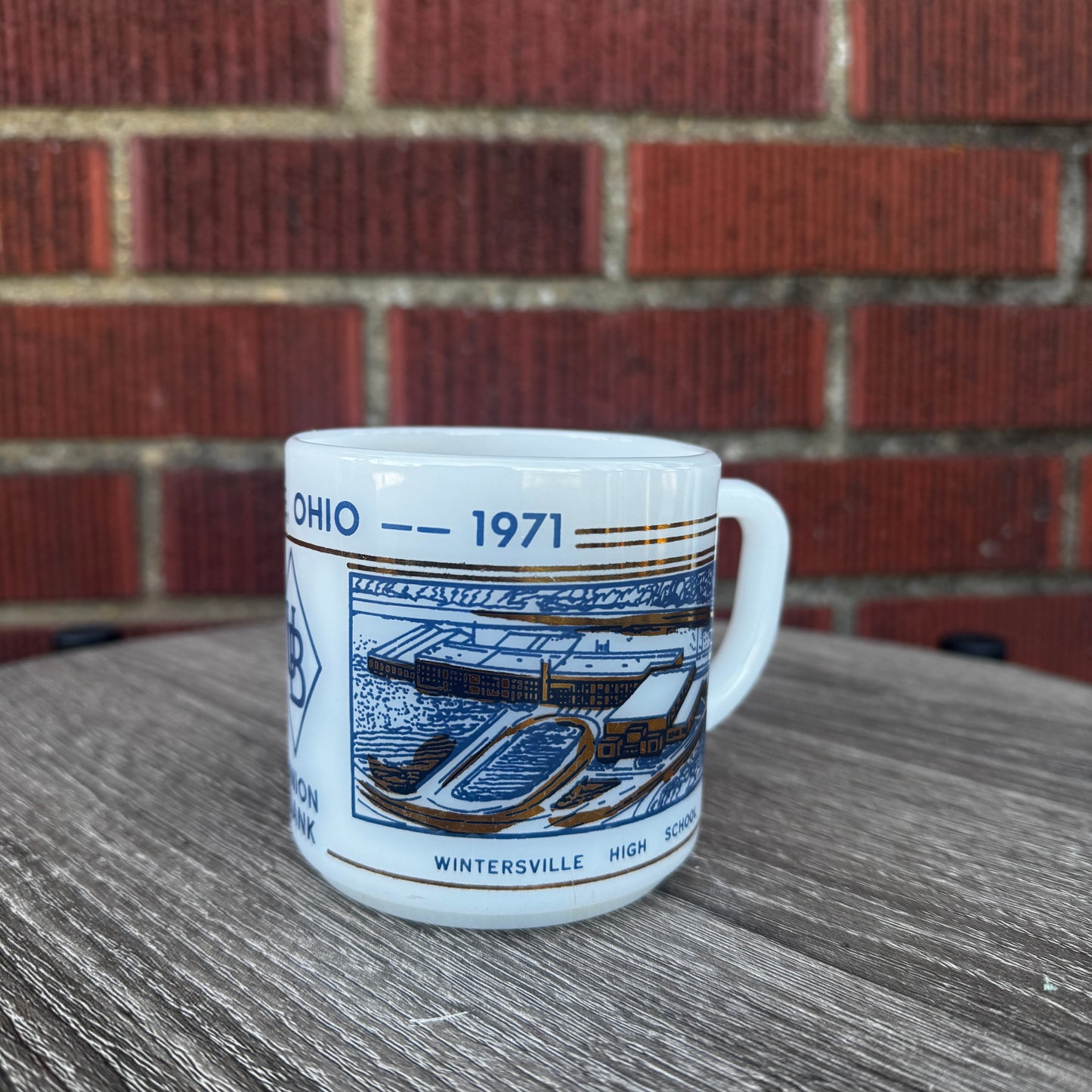 Vintage 1971 Wintersville Ohio Milk Glass Mug