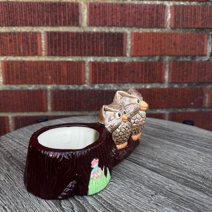 Ceramic Owl Family Planter