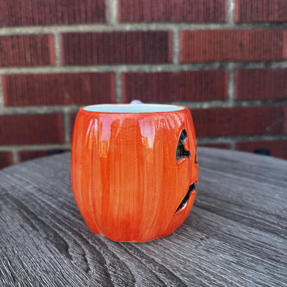 Vintage Ceramic Jack O' Lantern Mug w/ Vulture Handle