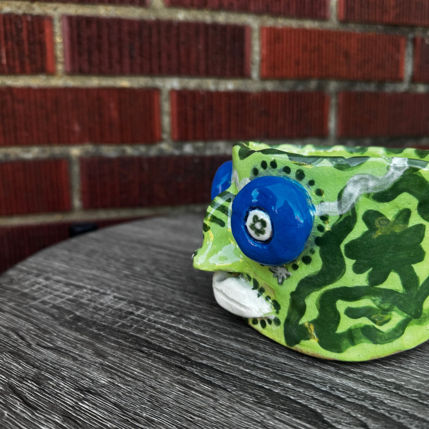 Handmade Green Face Ceramic Planter