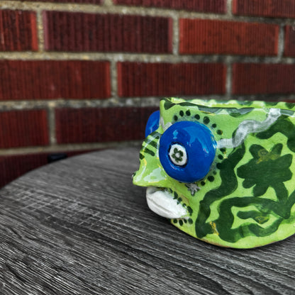 Handmade Green Face Ceramic Planter