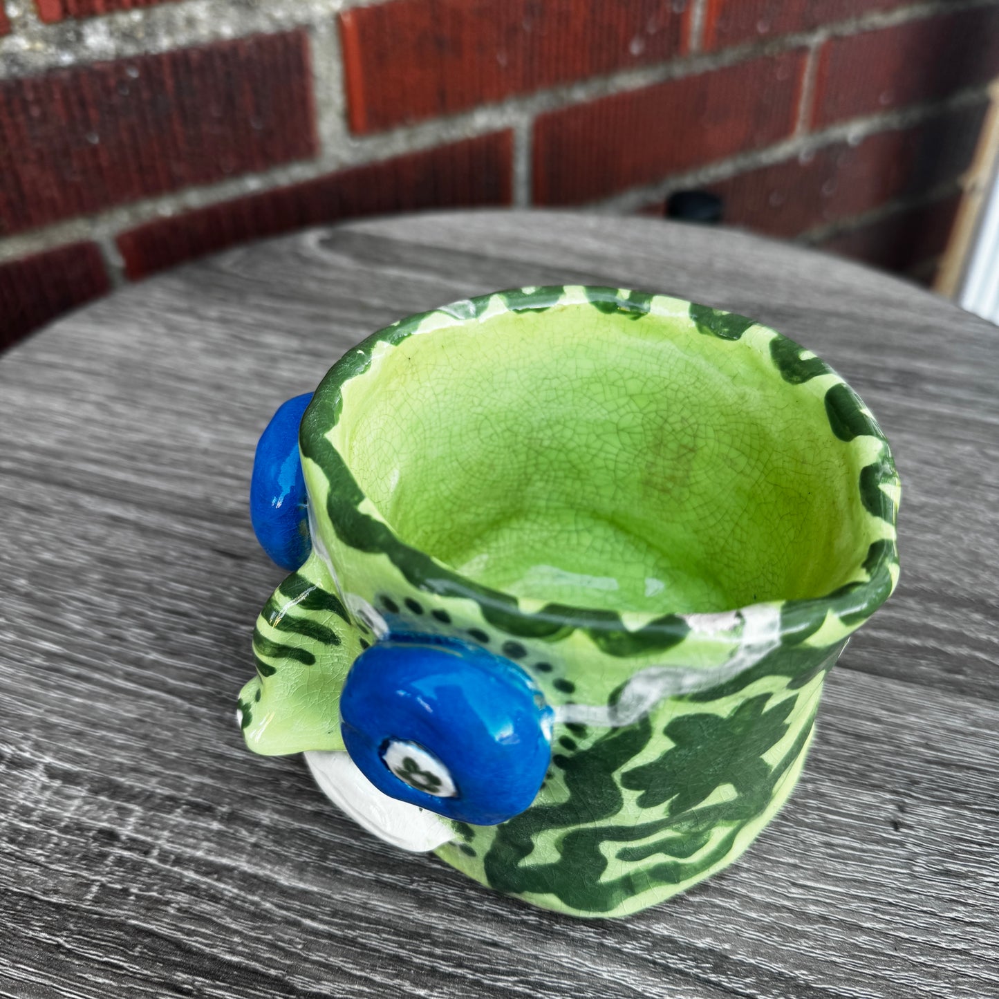 Handmade Green Face Ceramic Planter