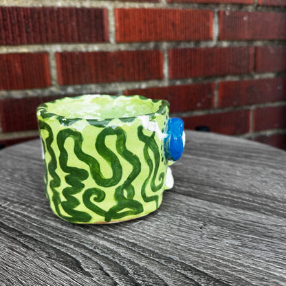 Handmade Green Face Ceramic Planter