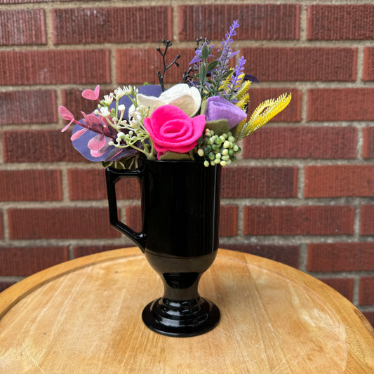 Black Pedestal Mug Vase