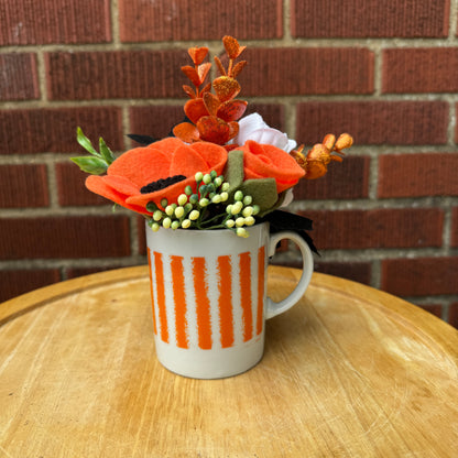 White & Orange Striped Mug