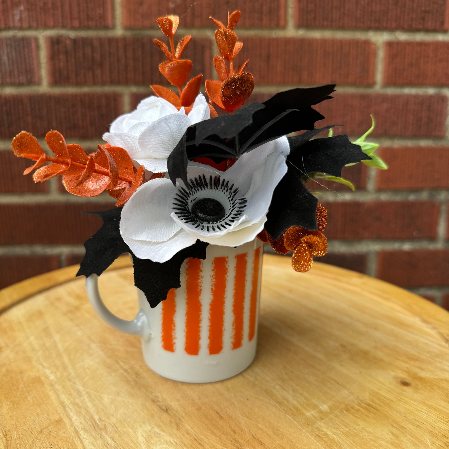 White & Orange Striped Mug