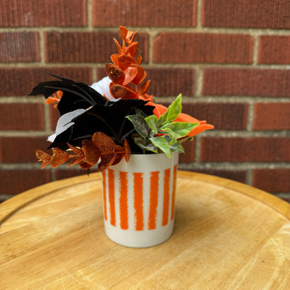 White & Orange Striped Mug