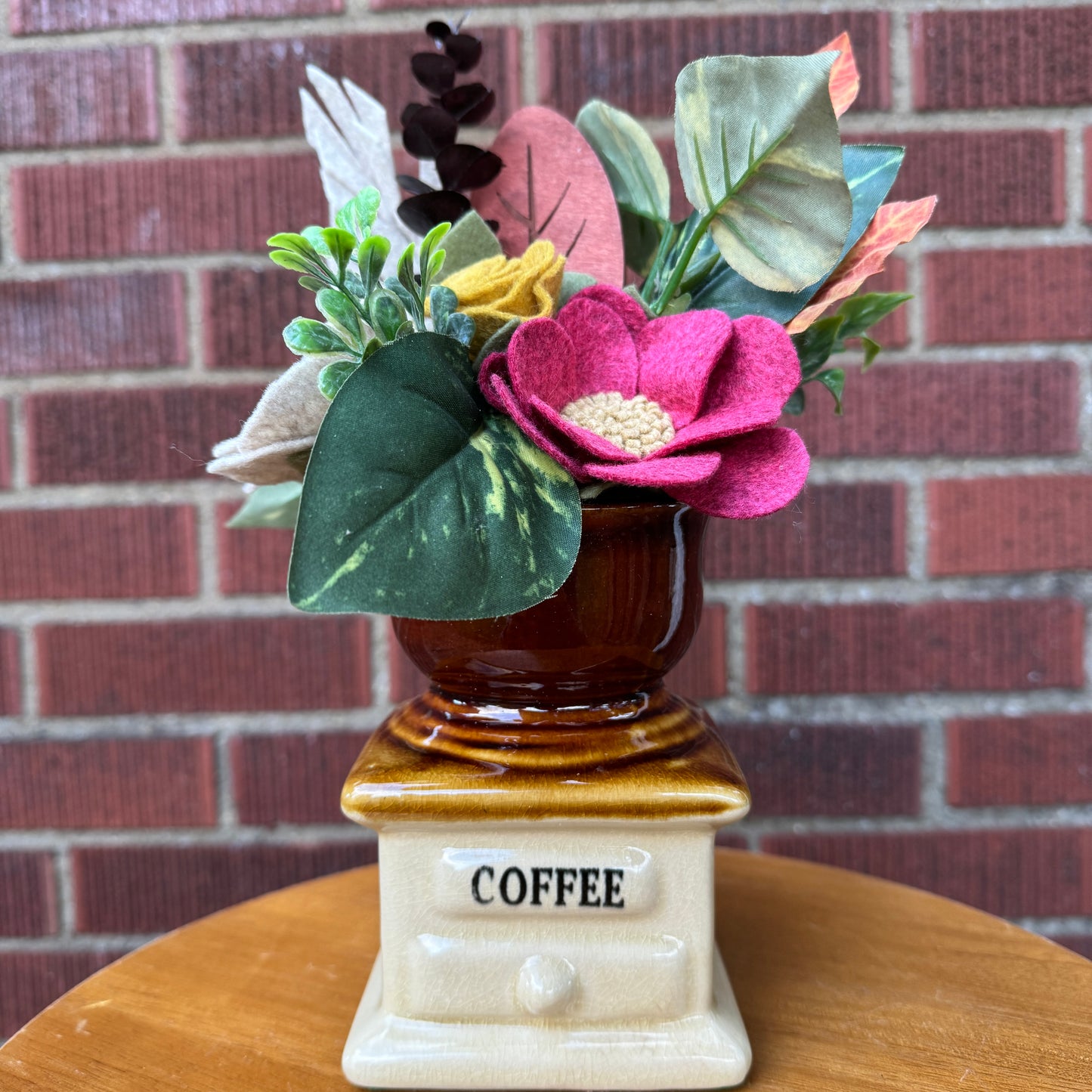 Vintage Ceramic Coffee Grinder Vase