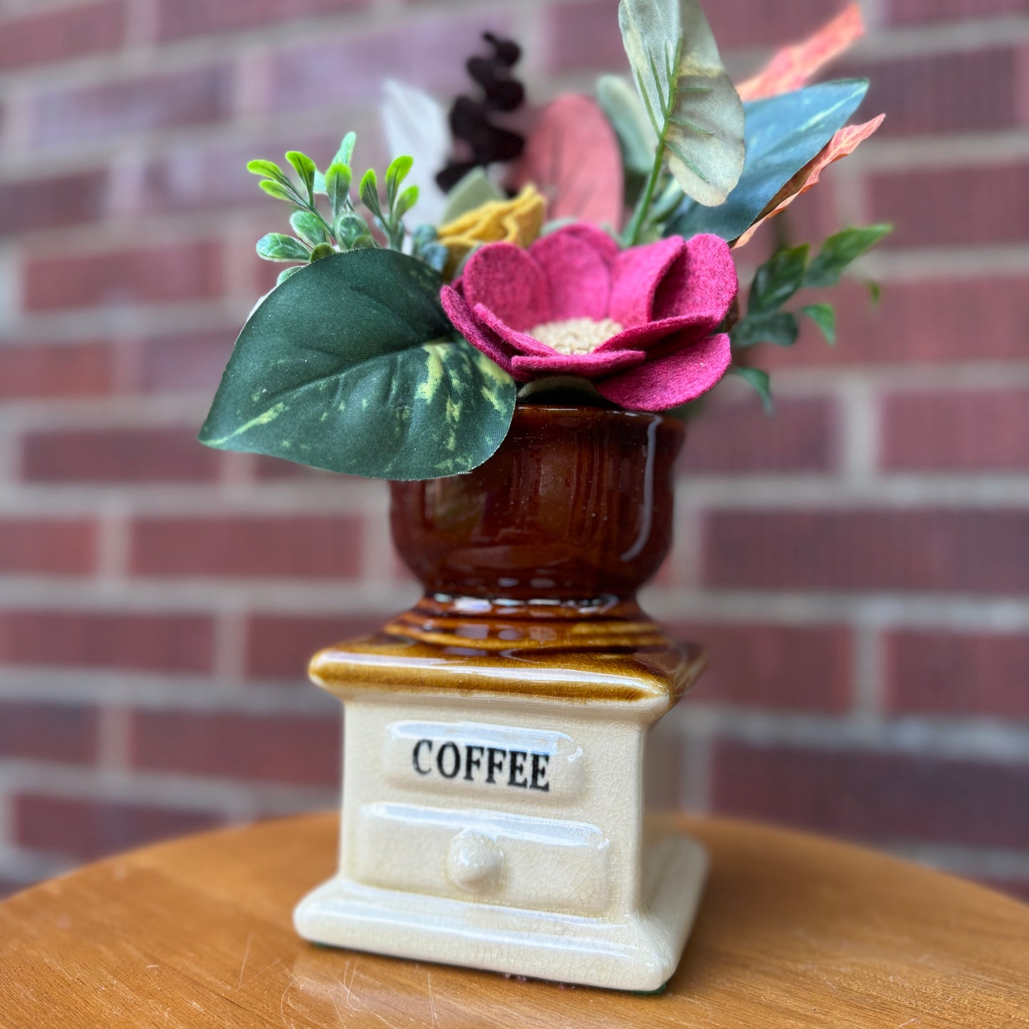 Vintage Ceramic Coffee Grinder Vase