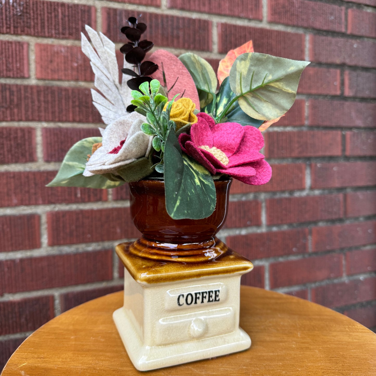 Vintage Ceramic Coffee Grinder Vase