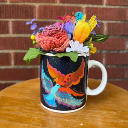 1991 Laurel Birch "Night Birds" Mug Bouquet
