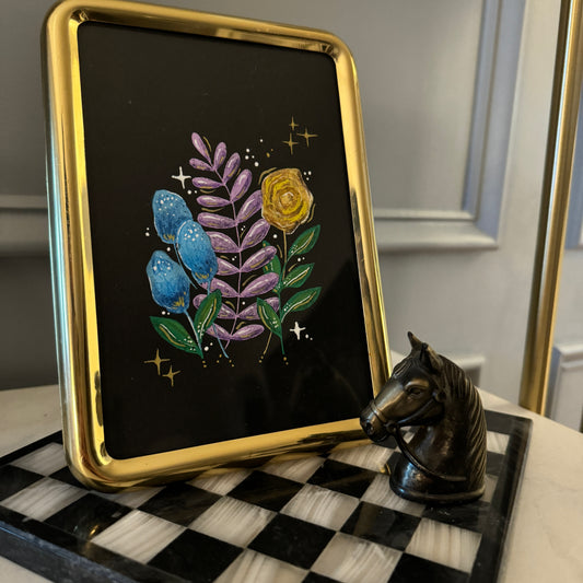 Rounded Gold Frame Floral Art