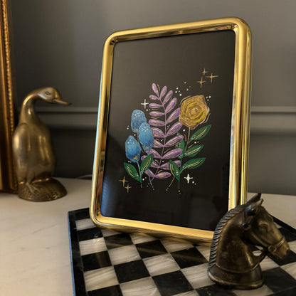 Rounded Gold Frame Floral Art