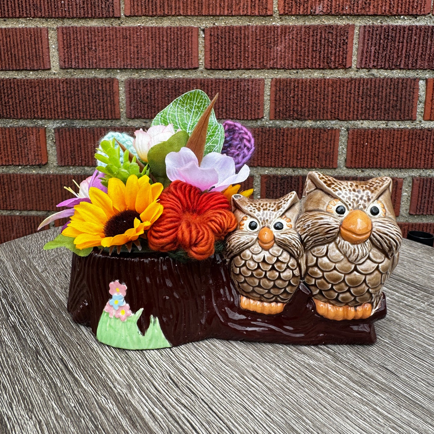 Ceramic Owl Family Planter Bouquet