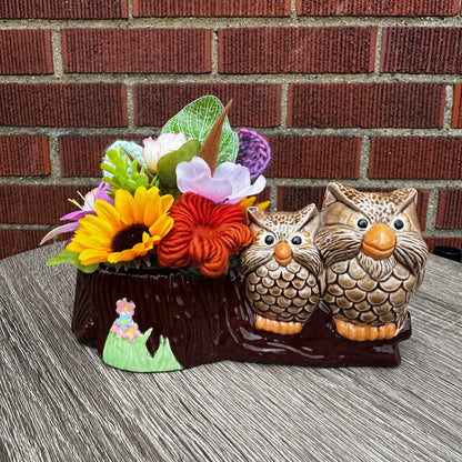 Ceramic Owl Family Planter Bouquet