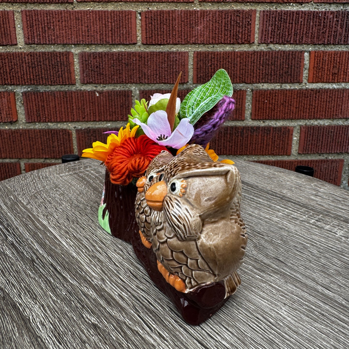 Ceramic Owl Family Planter Bouquet