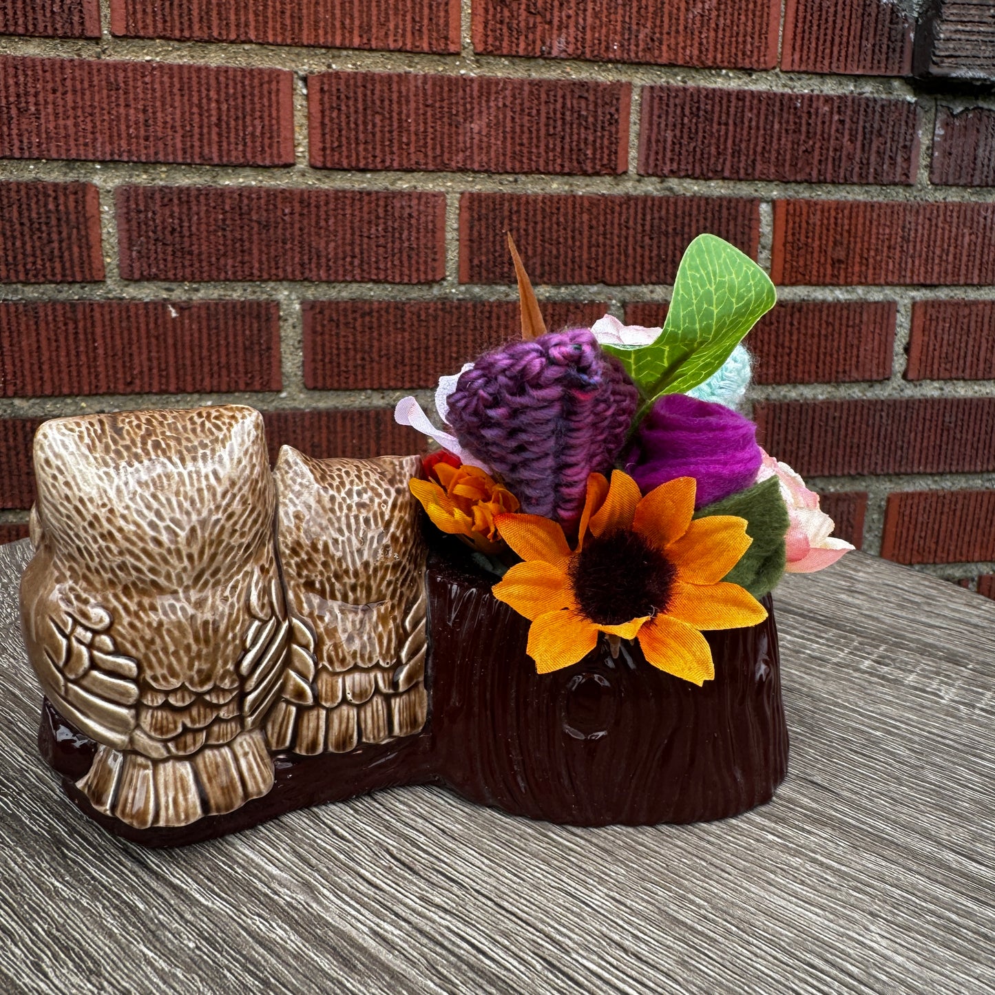 Ceramic Owl Family Planter Bouquet