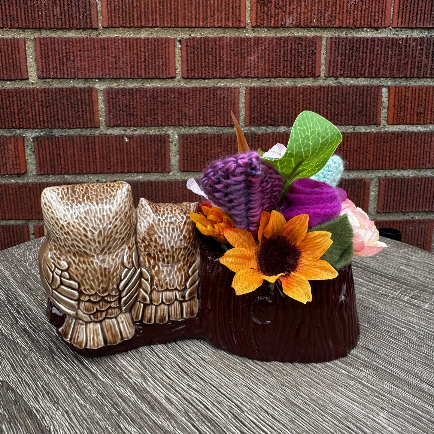 Ceramic Owl Family Planter Bouquet