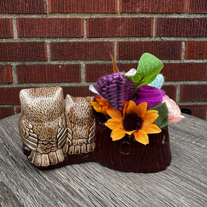 Ceramic Owl Family Planter Bouquet
