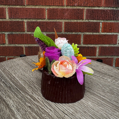 Ceramic Owl Family Planter Bouquet