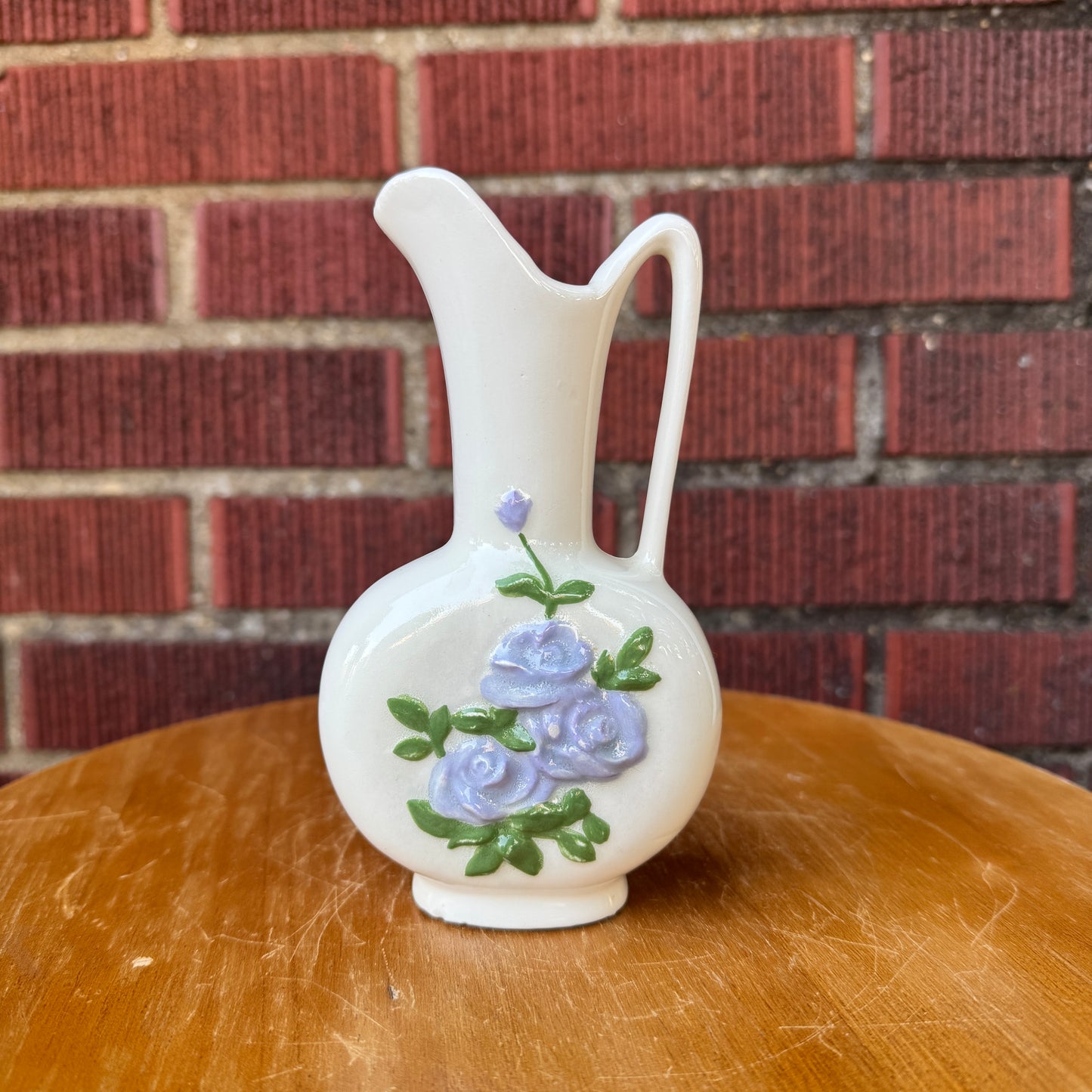 Vintage Purple Roses Pitcher Vase