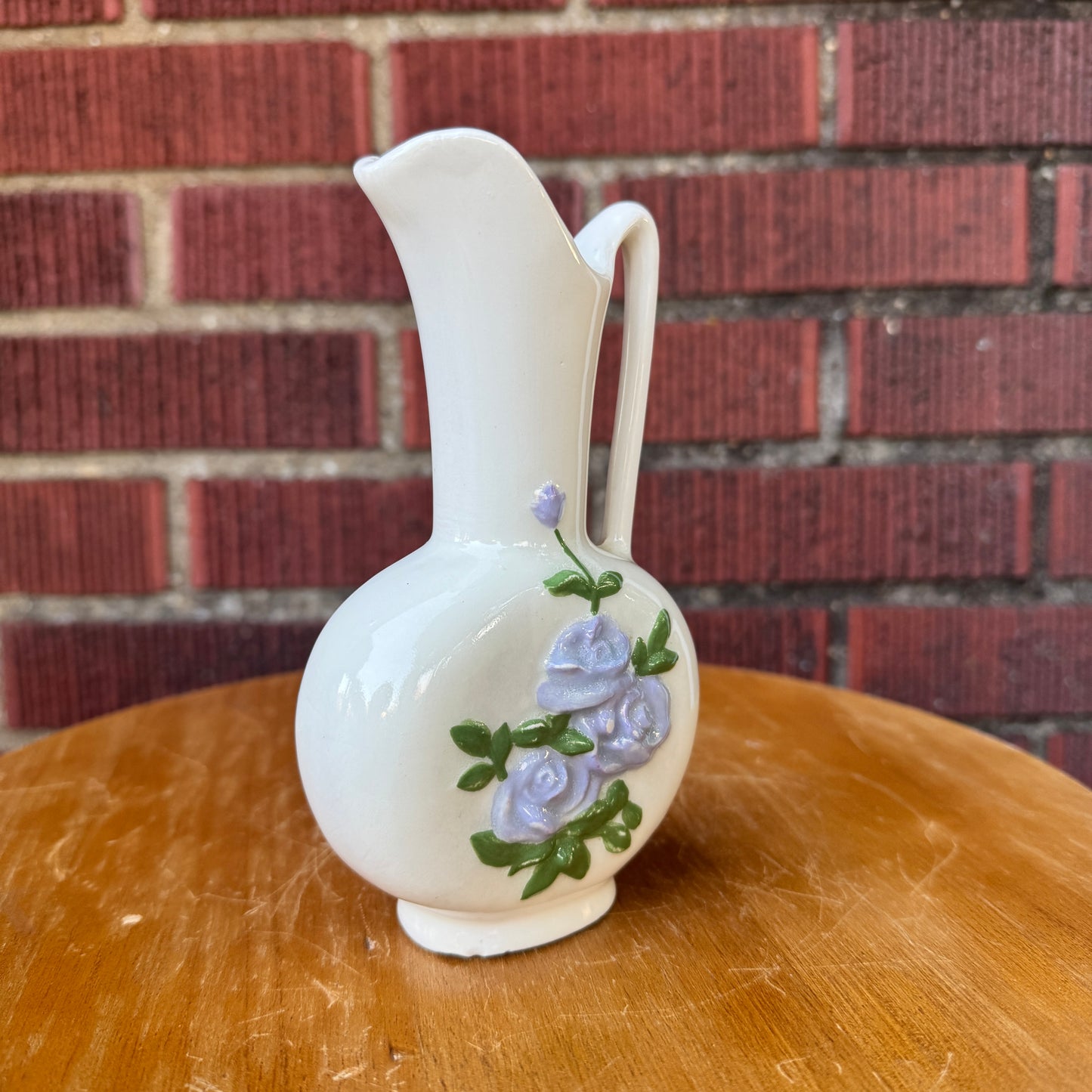 Vintage Purple Roses Pitcher Vase