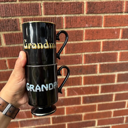 Vintage Grandma/Grandpa Footed Mugs