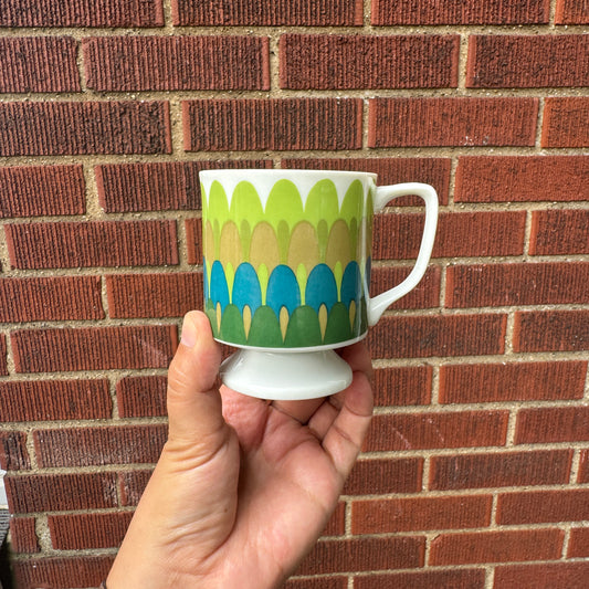 Vintage MCM Blue Green Footed Mug