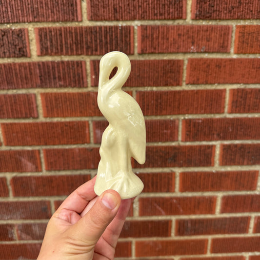 Vintage Yellow Pottery Crane/Heron/Stork Figurine