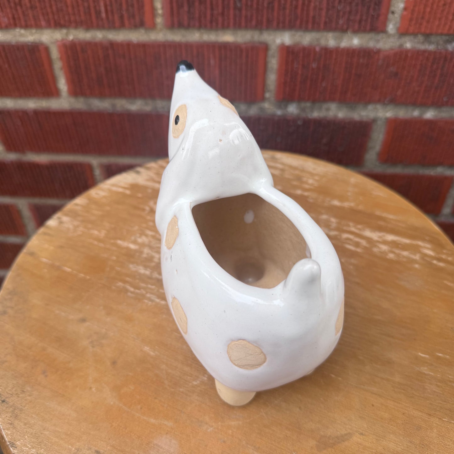 White & Brown Dog Planter