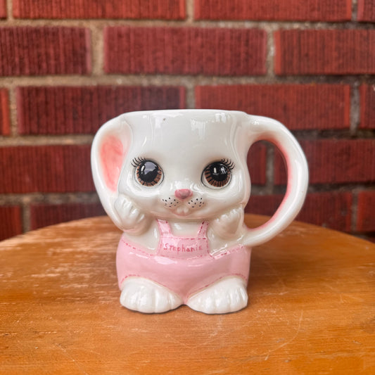 Vintage Hand-Painted Ceramic Bunny Mug "Stephanie"